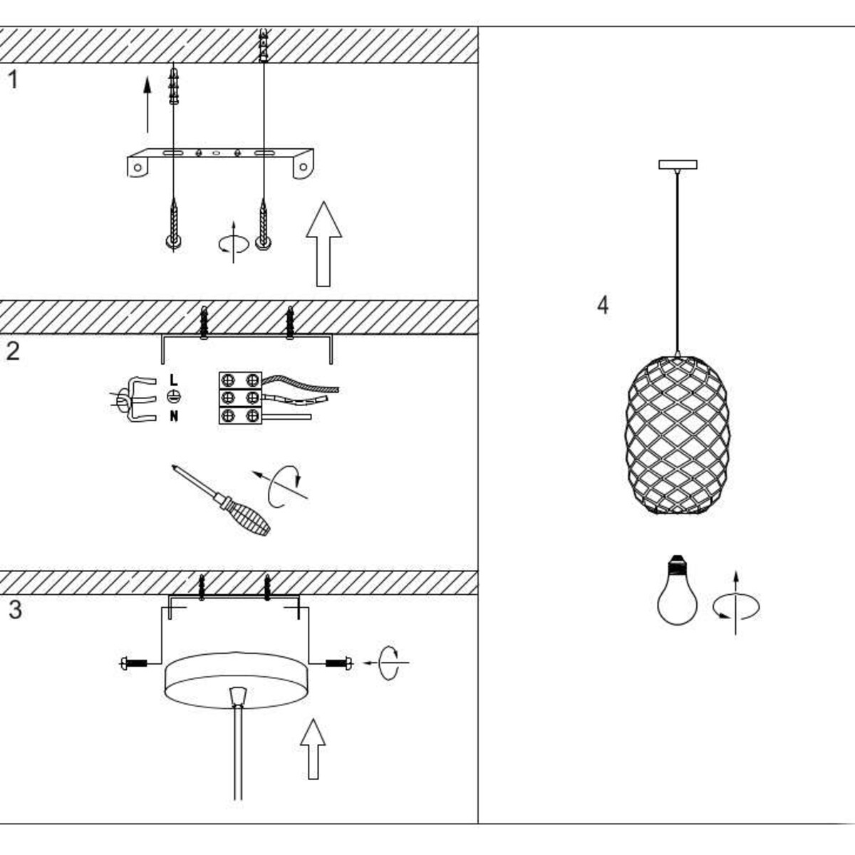 LAMPA wisząca WOLFRAM  21417/32/30 Lucide loftowa OPRAWA metalowy ZWIS druciany czarny