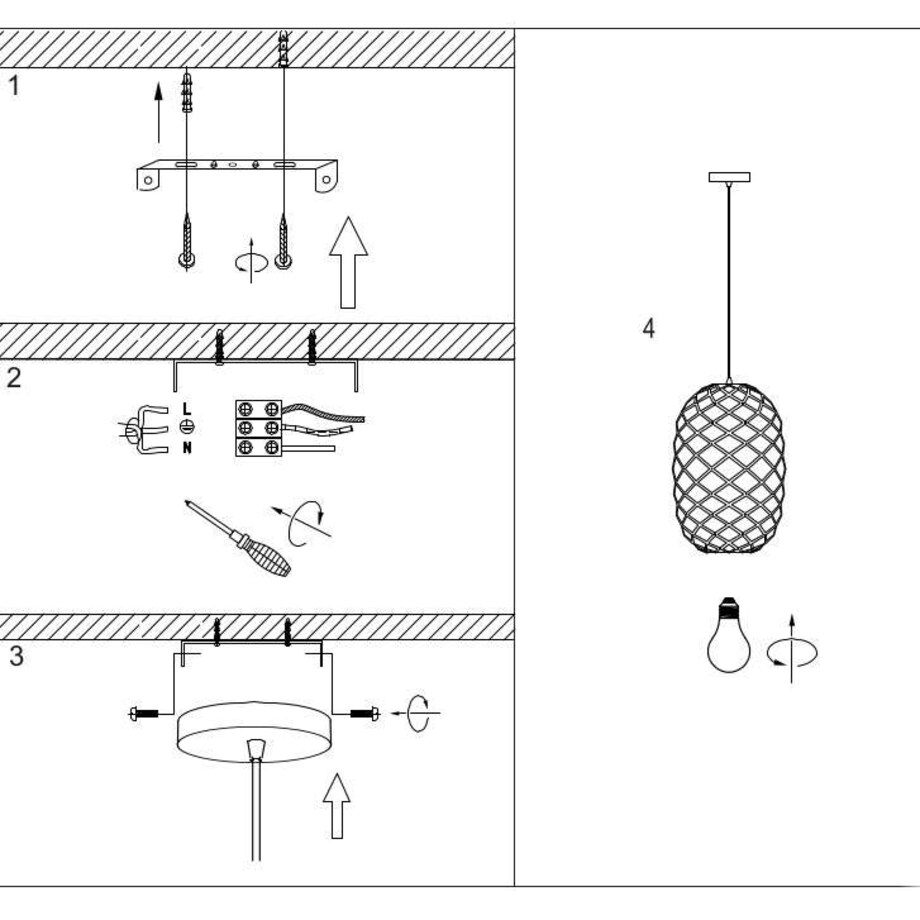 LAMPA wisząca WOLFRAM 21417/32/30 Lucide loftowa OPRAWA metalowy ZWIS druciany czarny