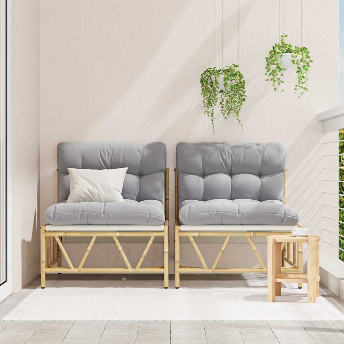 vidaXL Krzesło Ogrodowe 2 pcs Jasnoszary 75 x 75 x 71 cm Stal