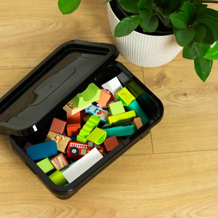 Pojemnik Plastikowy Z Pokrywą Zamykany Pudełko Box Czarny 4,5 L