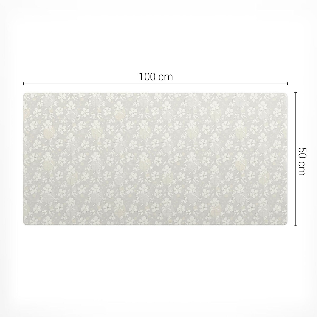 Szara mata na biurko Kwiatowy wzór retro, 100x50 cm