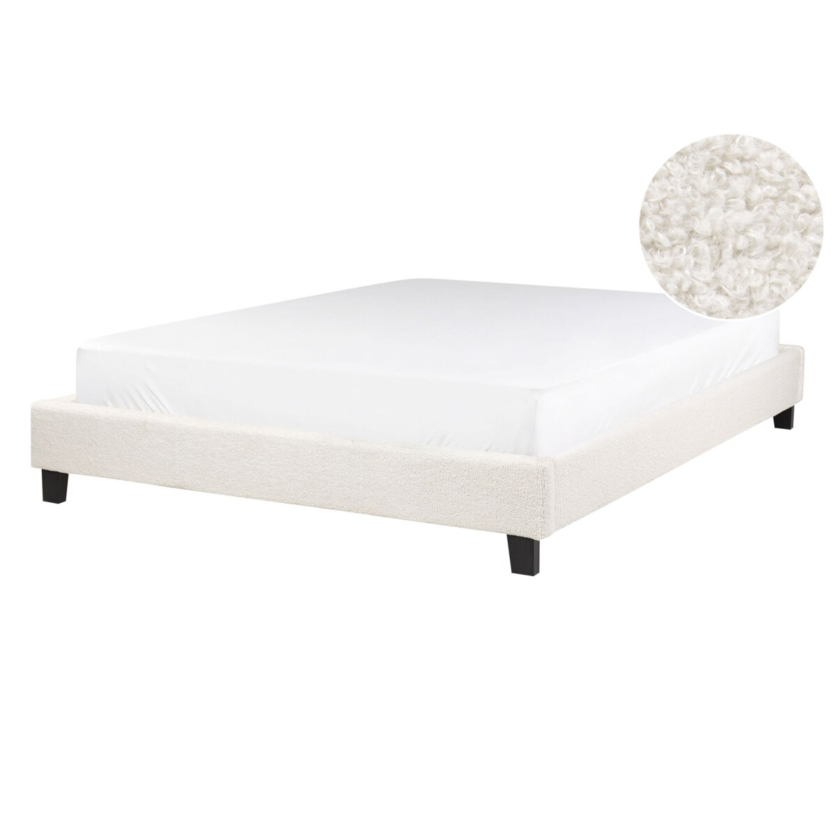 Łóżko bez zagłówka Boucle ROANNE 140 x 200 cm Kremowy