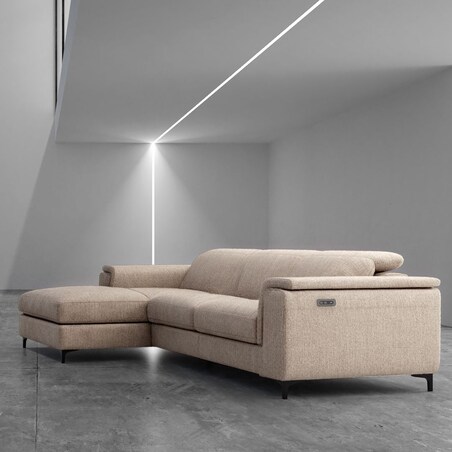 Sofa narożna Brito beżowa z funkcją relaksu