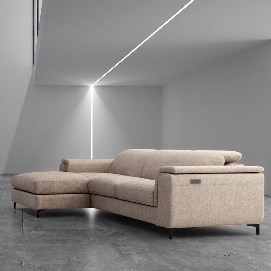 Sofa narożna Brito beżowa z funkcją relaksu