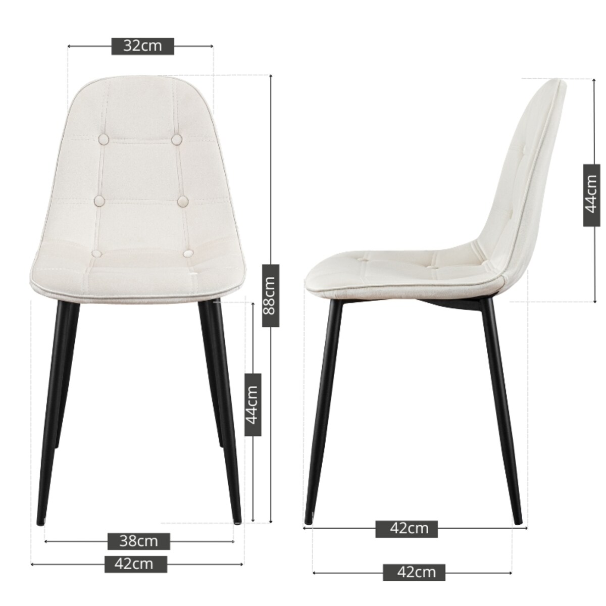 Krzesło tapicerowane welurowe do salonu jadalni guziki beżowe