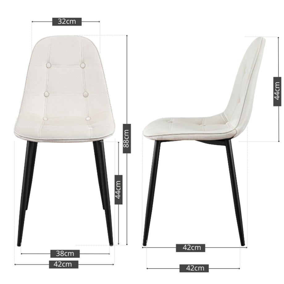 Krzesło tapicerowane welurowe do salonu jadalni guziki beżowe