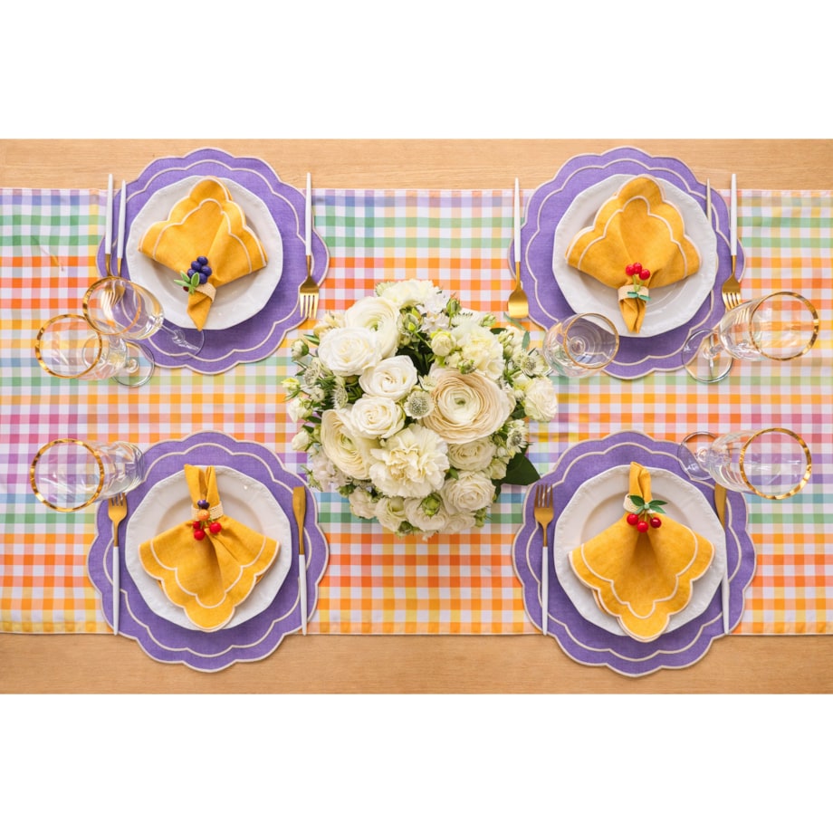 Bieżnik w drobną kratę Rainbow Gingham – 50 × 150 cm