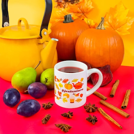 Kubek #Jesieniara - niebanalny kolorowy prezent, idealny na chłodne jesienne wieczory do herbaty lub kawy, 250ml, wykonany z wysokiej jakości ceramiki