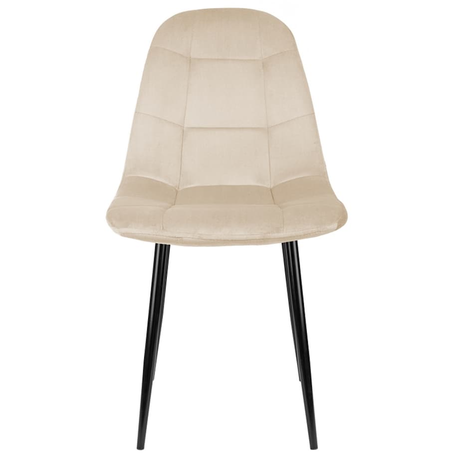 Krzesło tapicerowane beżowe welurowe nowoczesne pikowane