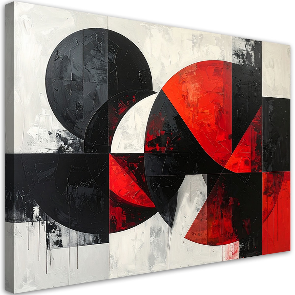 Obraz do salonu sypialni biura, Abstrakcja koła geometryczne czerwony czarny