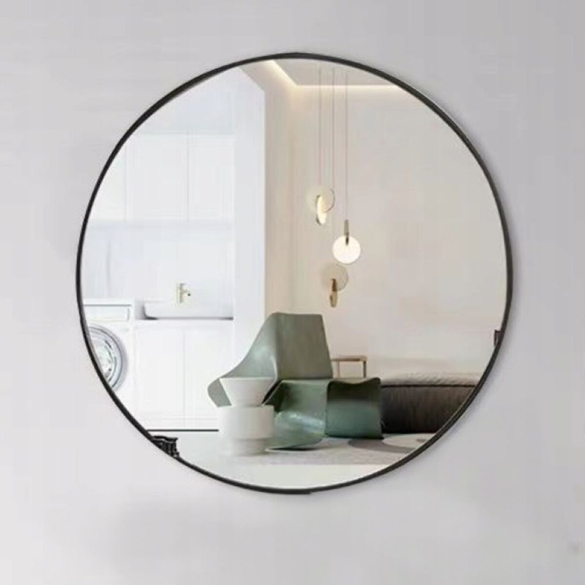 Duże lustro okrągłe industrialne łazienkowe salon sypialnia czarne 50cm xxl