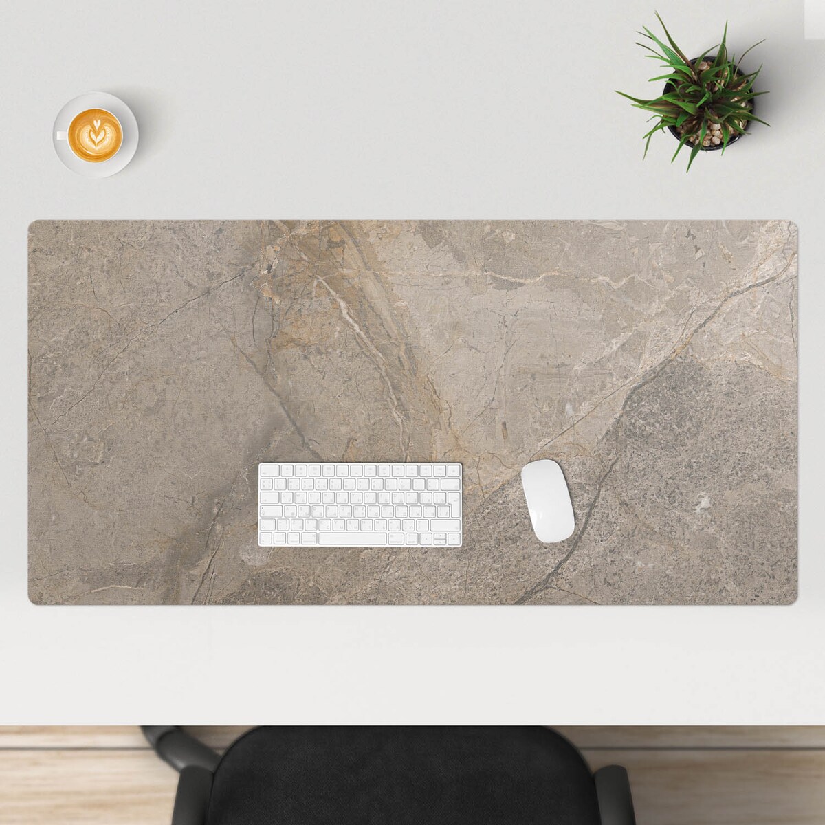 Beżowa mata na biurko Kamienny wzór naturalny, 120x60 cm