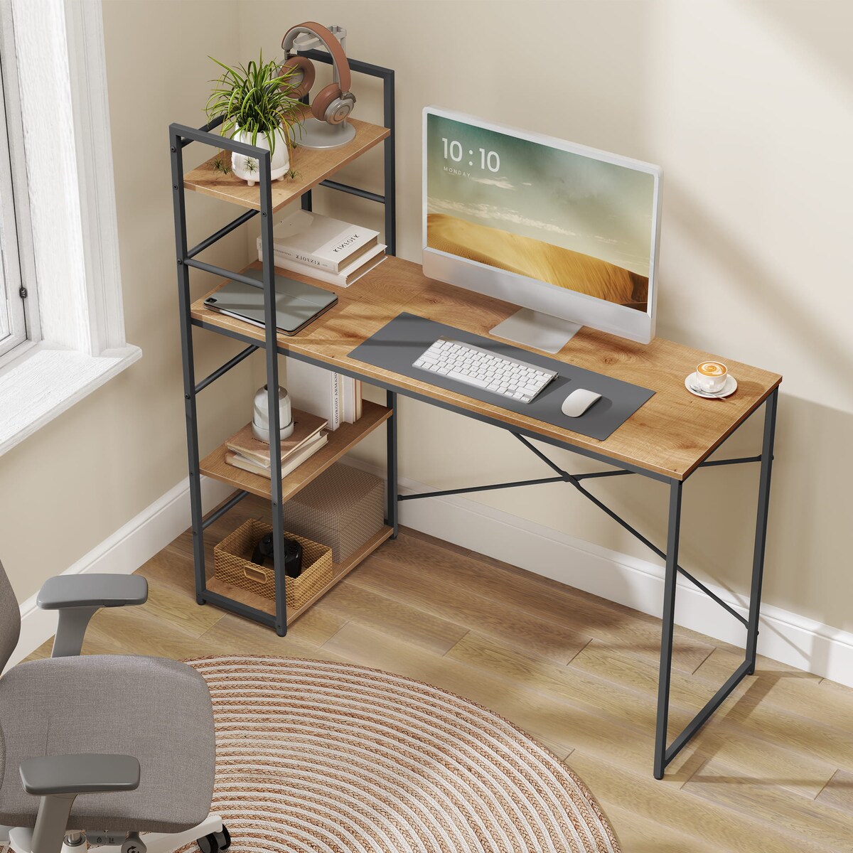 Biurko Komputerowe Max 4.0 Dąb, Czarny