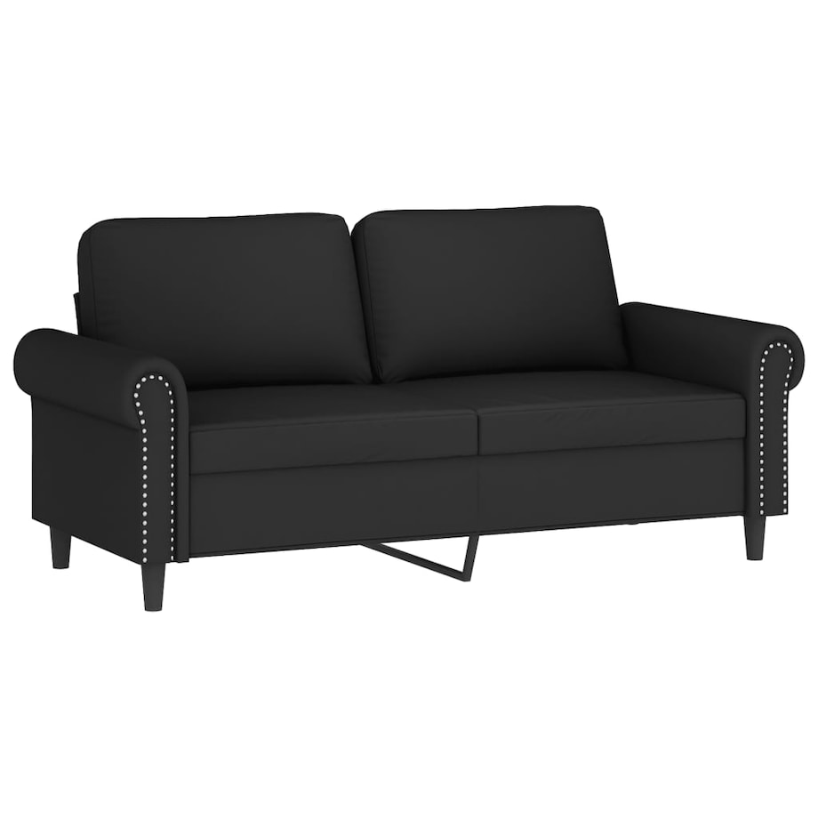 vidaXL 2-osobowa sofa z poduszkami, czarna, 140 cm, aksamit