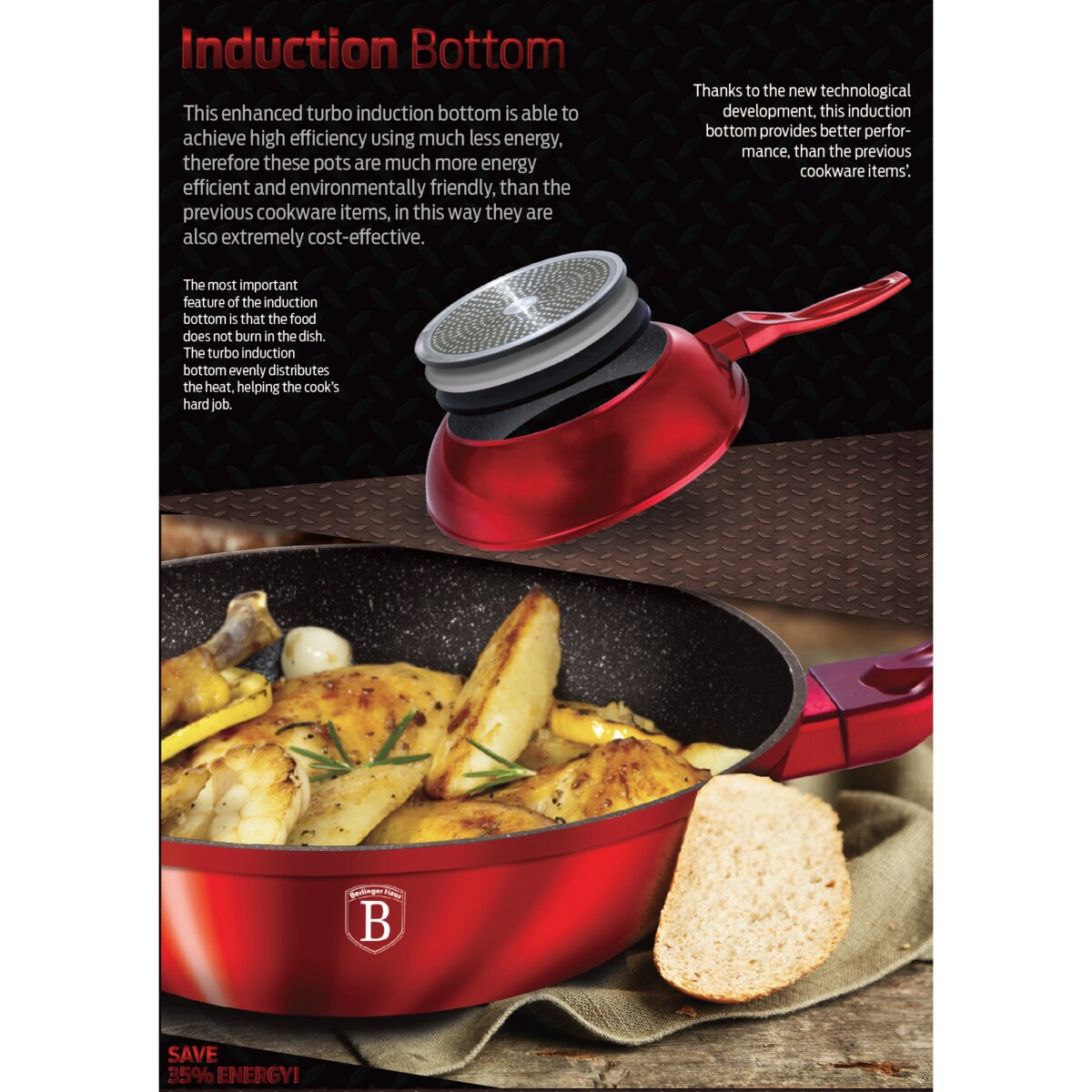 Patelnia Wok 28 cm marmurowa BerlingerHaus BH-1267