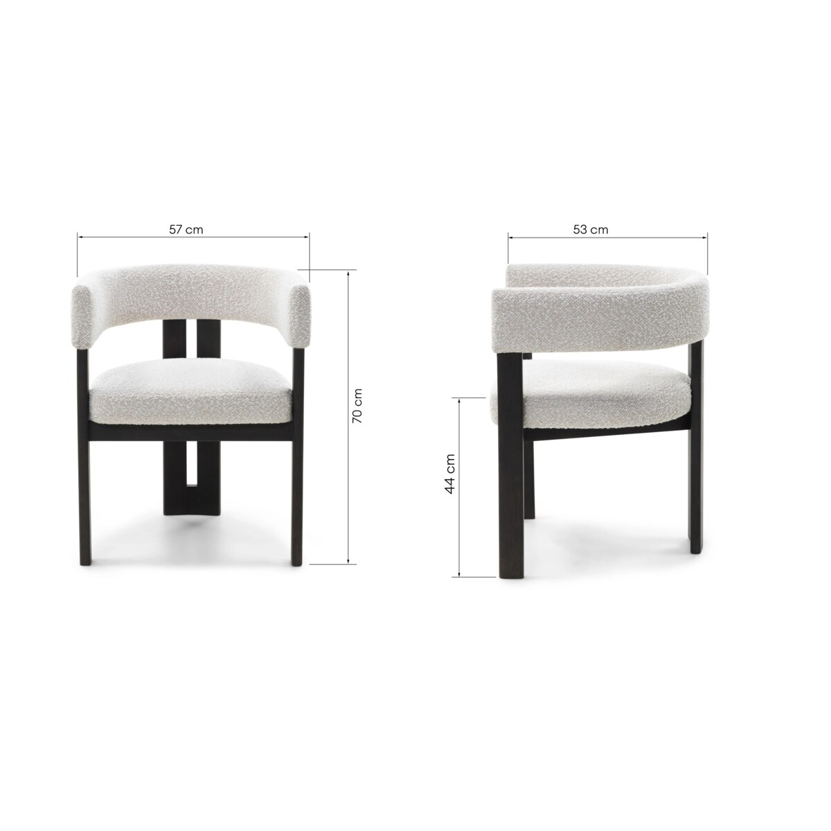 Krzesło do jadalni jasnobeżowe/czarne, bouclé Aya