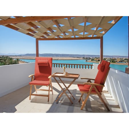 Zestaw mebli balkonowych JAVA PREMIUIM Drewno akacjowe Czerwony