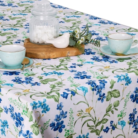 Obrus plamoodporny Minos Minos Niebieskie Kwiaty - 120x120 cm - wielokolorowy