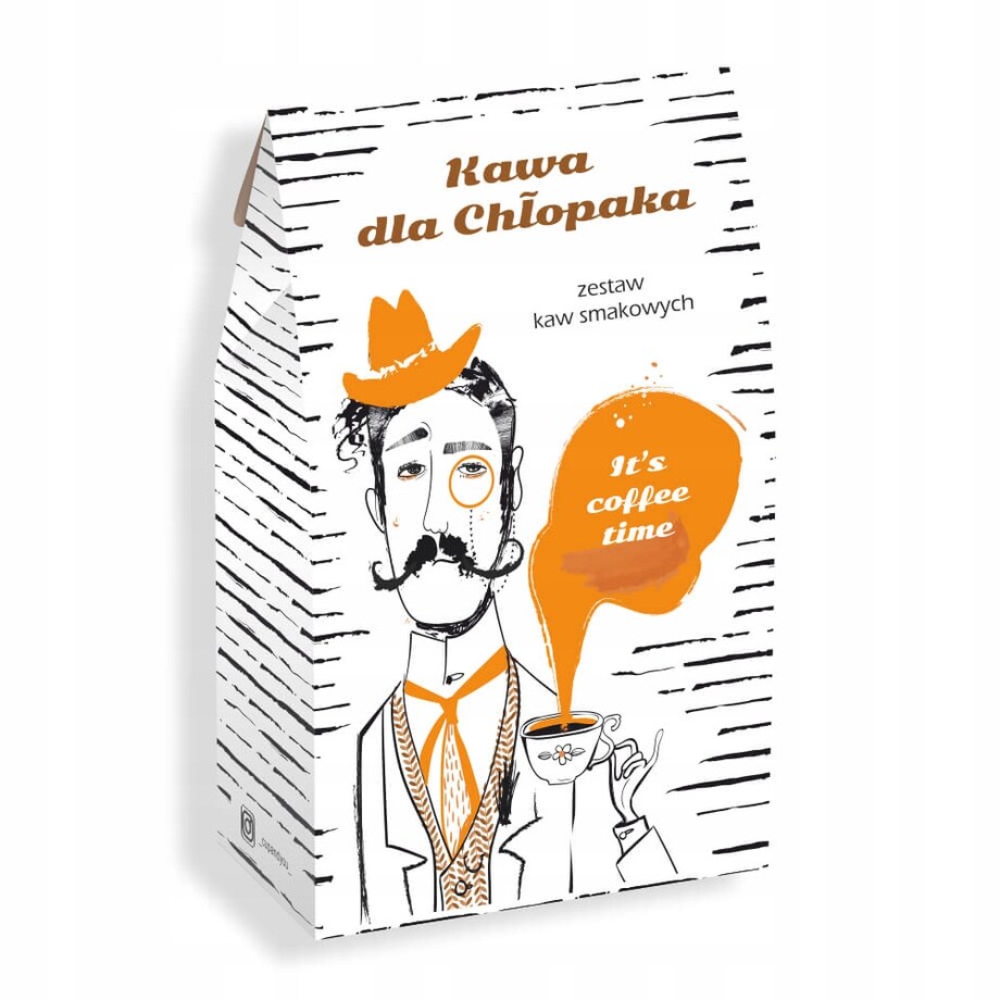 Zestaw 10 różnych kaw smakowych w saszetkach KAWA DLA CHŁOPAKA - box prezentowy upominkowy na Dzień Chłopaka urodziny dla faceta mężczyzny niego - prezent upominek