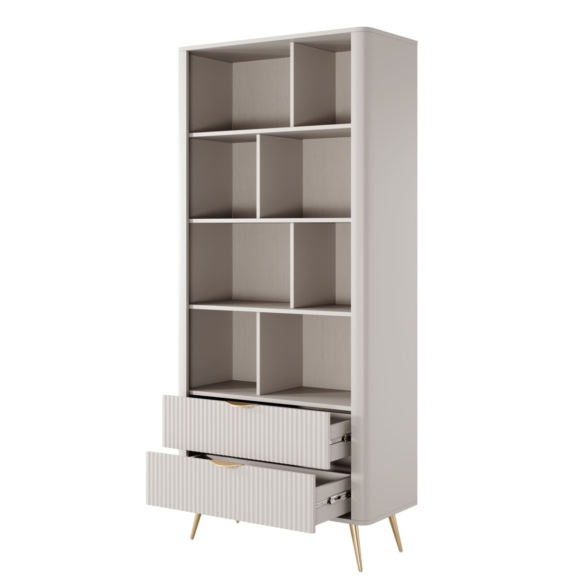 Regał do salonu LENA beżowy na złotych nóżkach