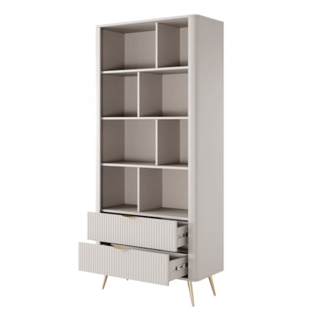 Regał do salonu LENA beżowy na złotych nóżkach