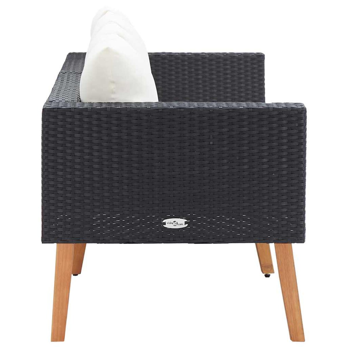 vidaXL 2-osobowa sofa ogrodowa z poduszkami, rattan PE, czarny