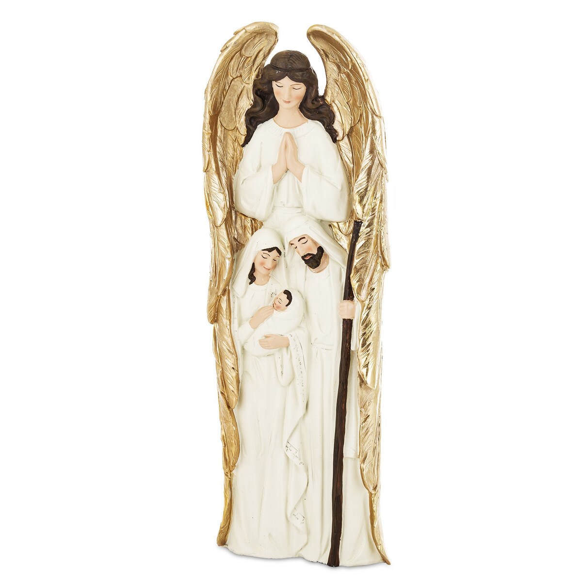 Dekoracja - anioł z szopką 35x12,7x5,5 cm PRESEPIO złota