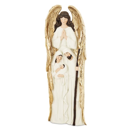 Dekoracja - anioł z szopką 35x12,7x5,5 cm PRESEPIO złota