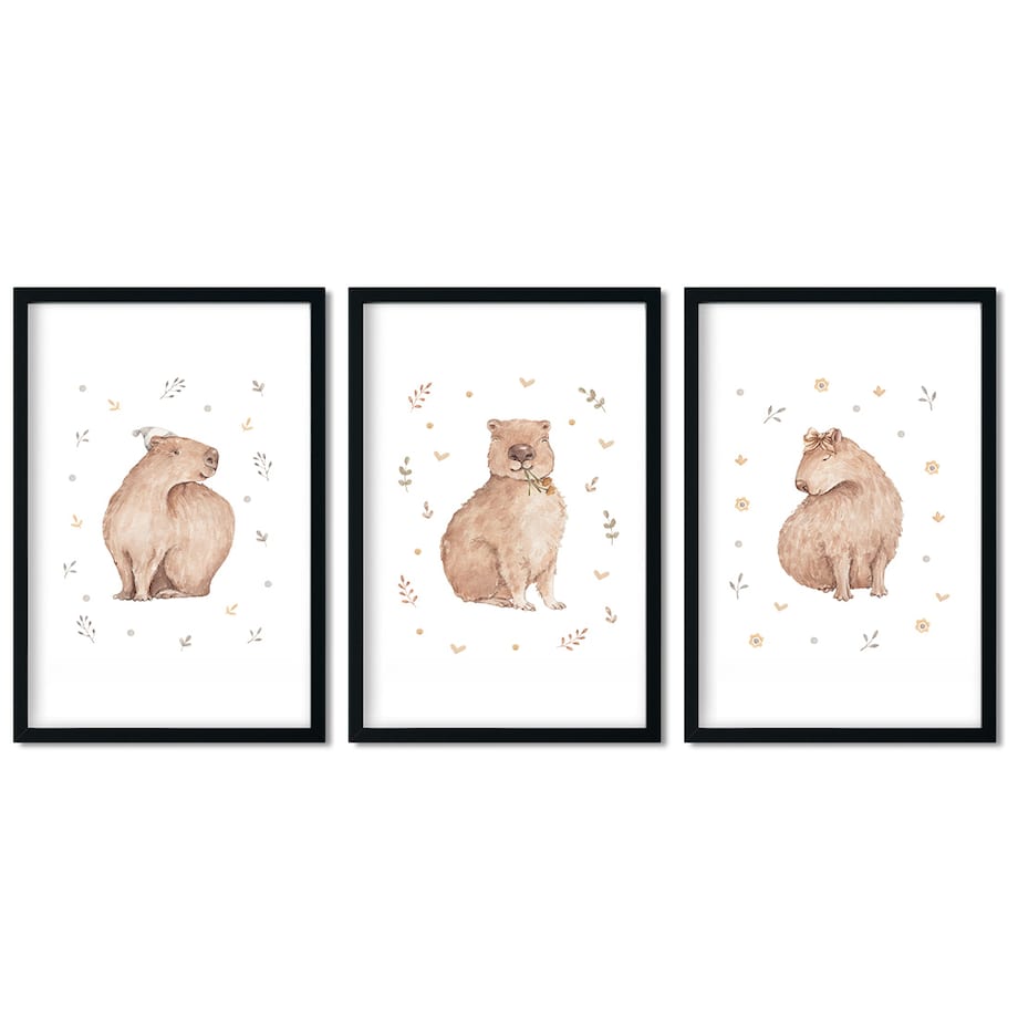 3 x plakat dla dzieci | zestaw kapibara 50x70