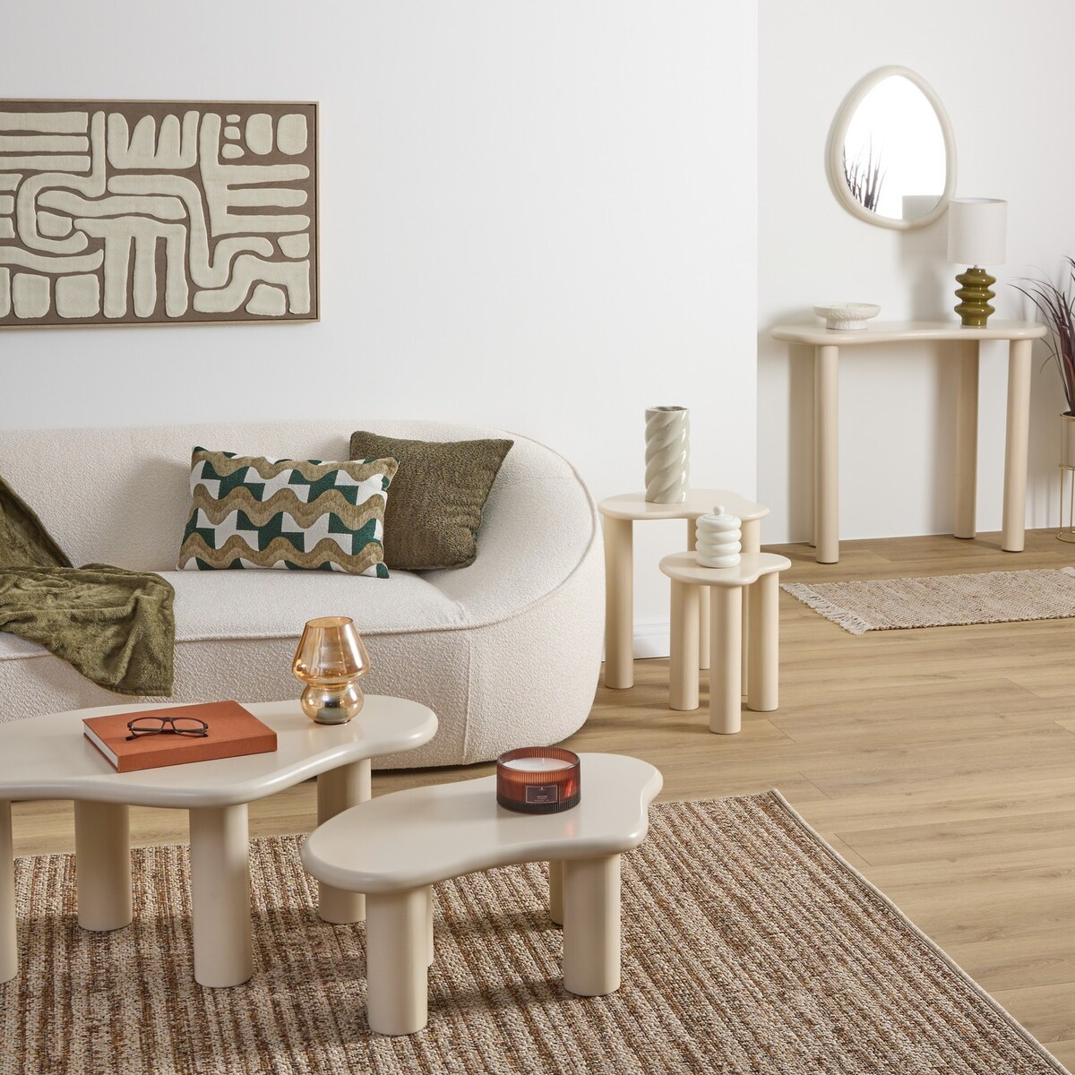 Stolik kawowy 2 szt. 50,5x45x45 cm i 40,5x35x35 cm EBIRE beżowe