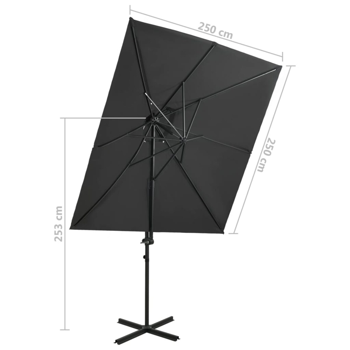 vidaXL Parasol wiszący z podwójną czaszą, 250x250 cm, antracytowy