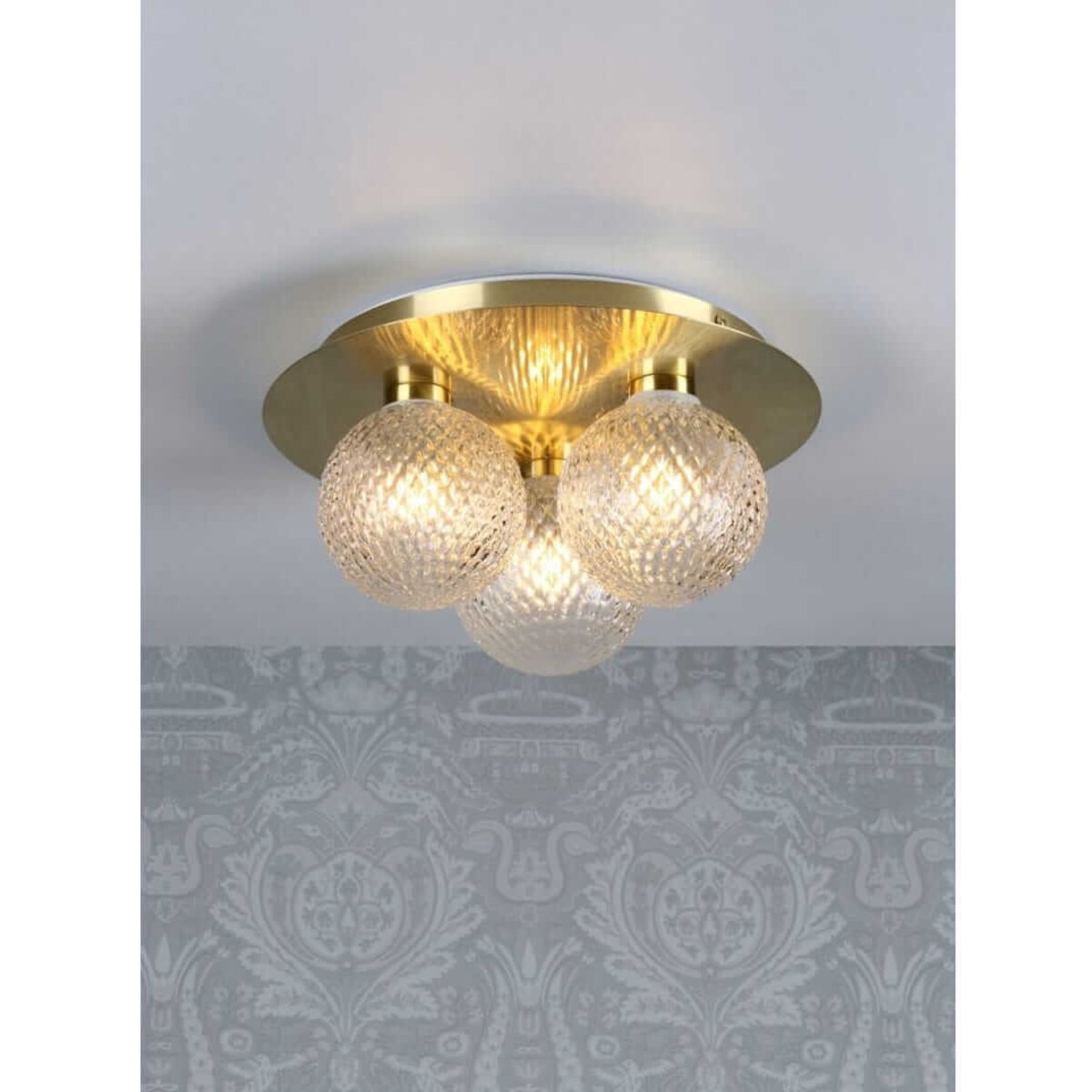 Szklana lampa sufitowa Prague LA3756112-Q Laura Ashley IP44 przezroczysta mosiądz