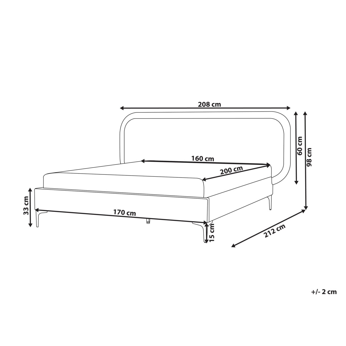 Łóżko Welur SUZETTE 160 x 200 cm Jasnobeżowy
