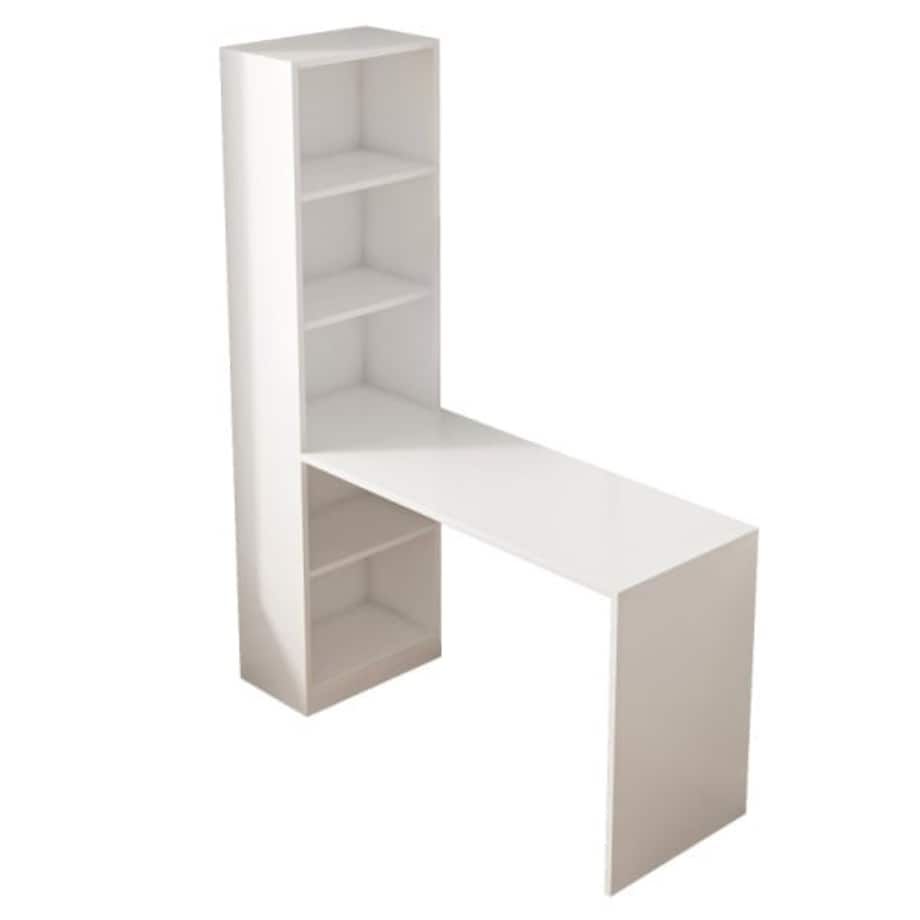 Biurko komputerowe nowoczesne z półkami skandynawski młodzieżowe białe