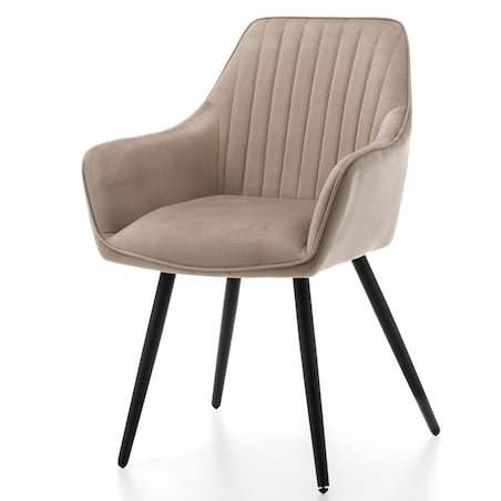 Krzesło tapicerowane pikowane welurowe do salonu jadalni nowoczesne PASSO ciemnobeżowe