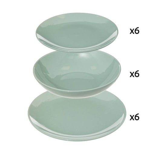Zestaw obiadowy 6 osób COLORAMA w kolorze mięty, 18 elementów