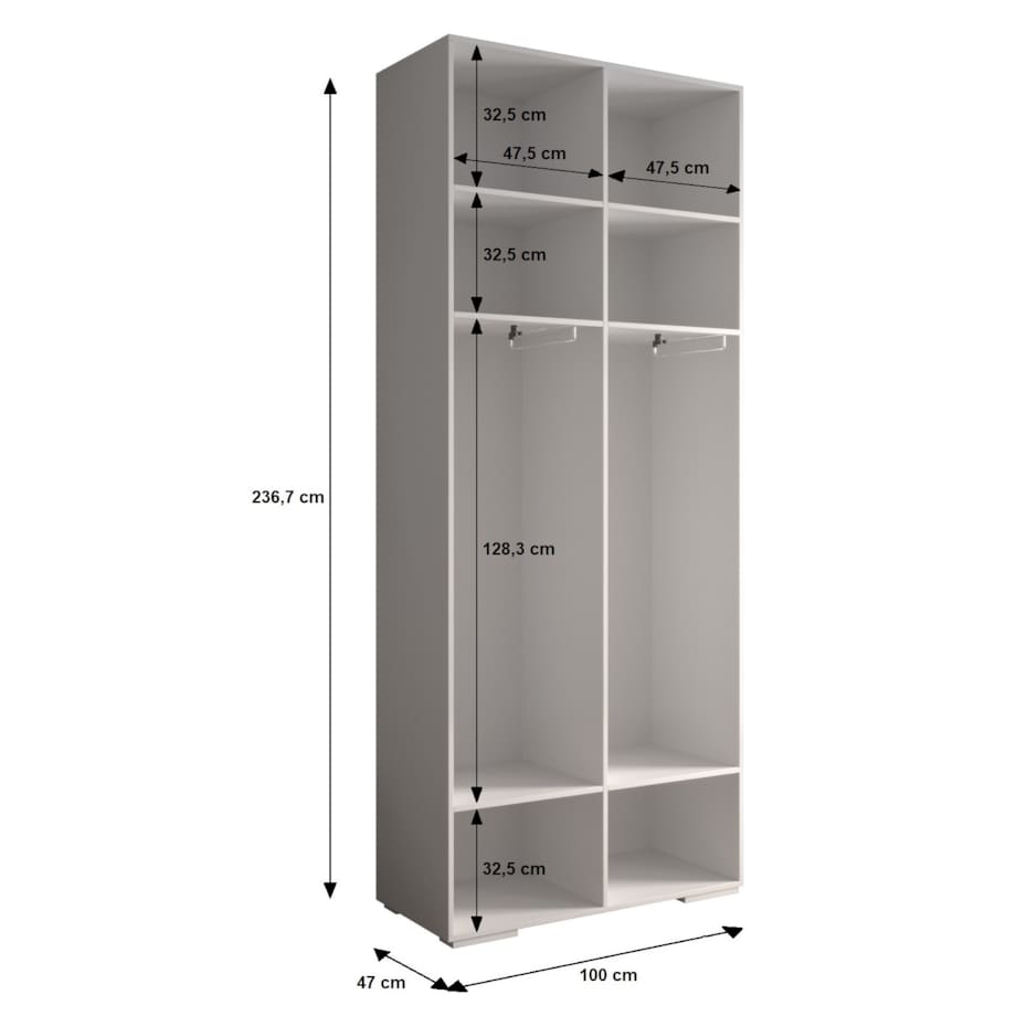 Garderoba wysoka do przedpokoju INOVA 1 Z15 biały+złoty