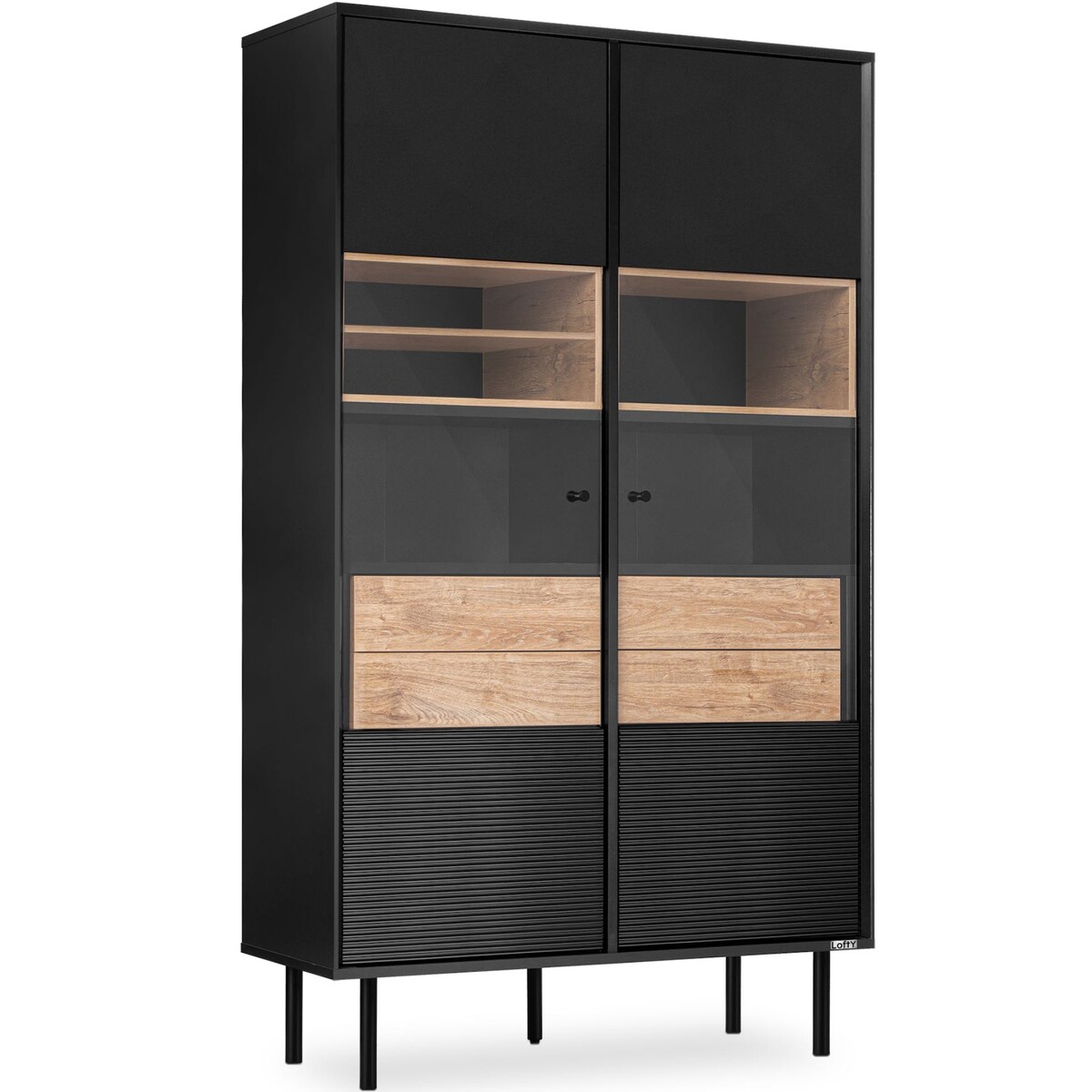 KONSIMO LOFTY Witryna w stylu loft z ryflowanym frontem