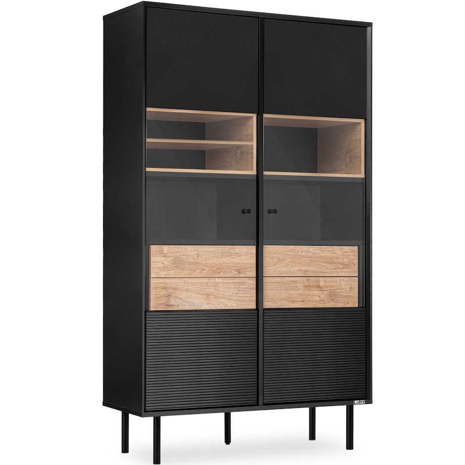KONSIMO LOFTY Witryna w stylu loft z ryflowanym frontem