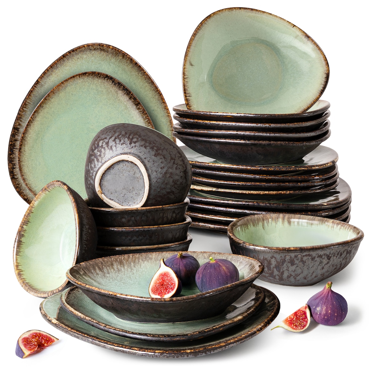 Konsimo PRIMA Zestaw obiadowy 6os. (24 el.), szałwiowy