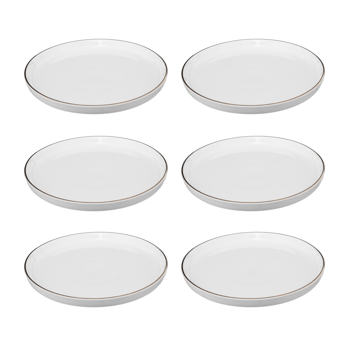 Talerze deserowe porcelanowe SUBLIMA, złota obwódka, 6 sztuk x Ø 20 cm