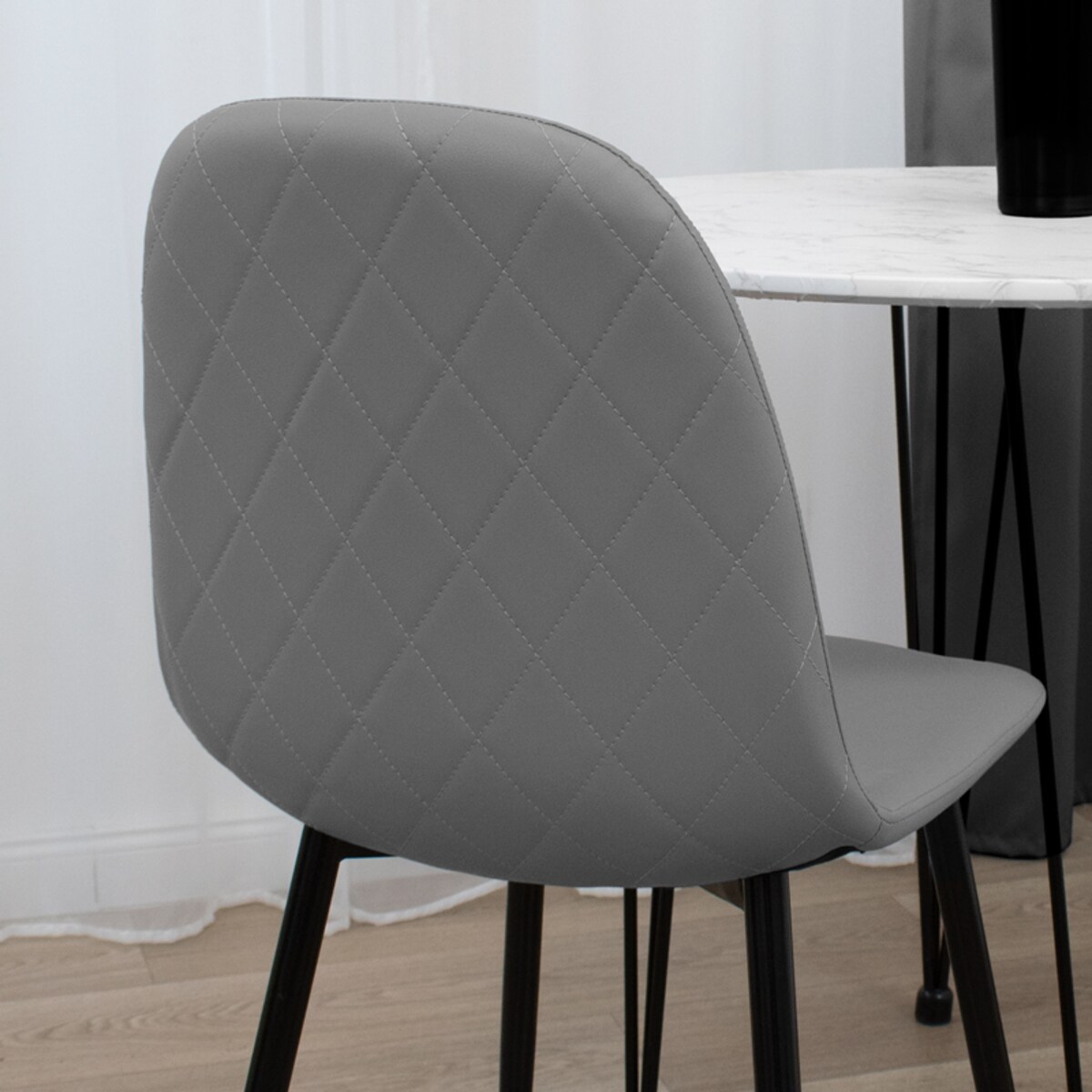 Krzesło tapicerowane ekoskóra szare nowoczesne do salonu