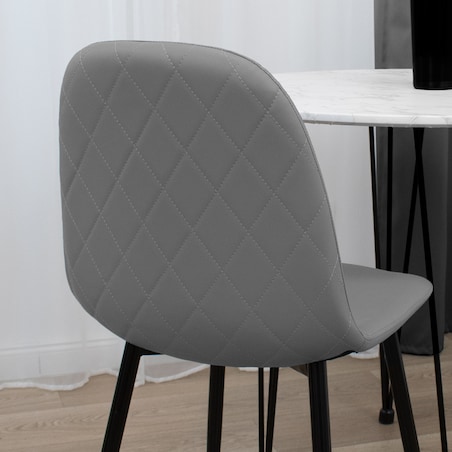 Krzesło tapicerowane ekoskóra szare nowoczesne do salonu