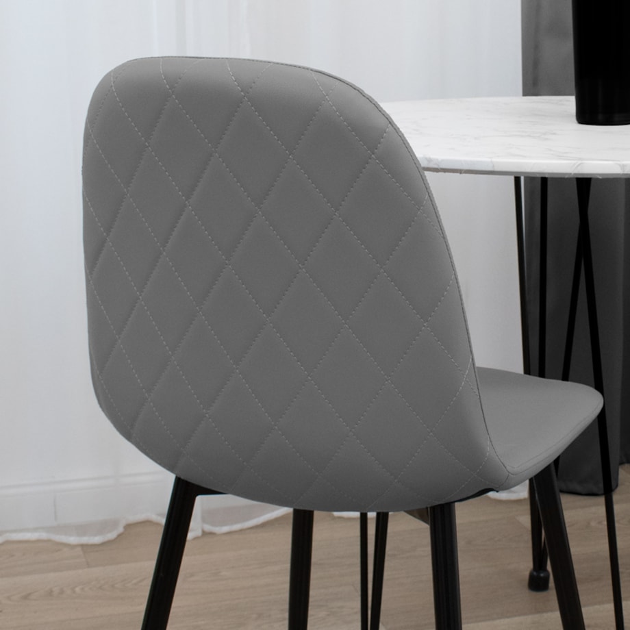 Krzesło tapicerowane ekoskóra szare nowoczesne do salonu