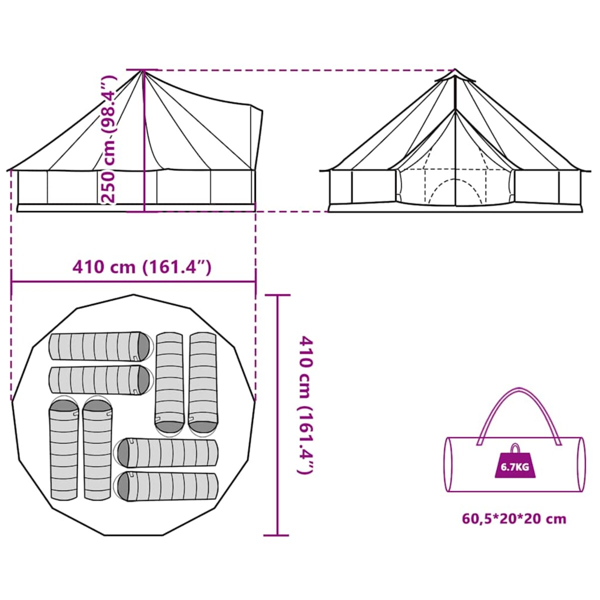 vidaXL Namiot rodzinny tipi, 8-osobowy, zielony, wodoszczelny