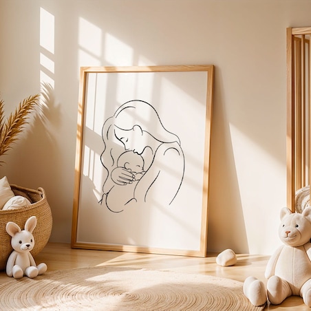 plakat line art mother with child 50x70 cm