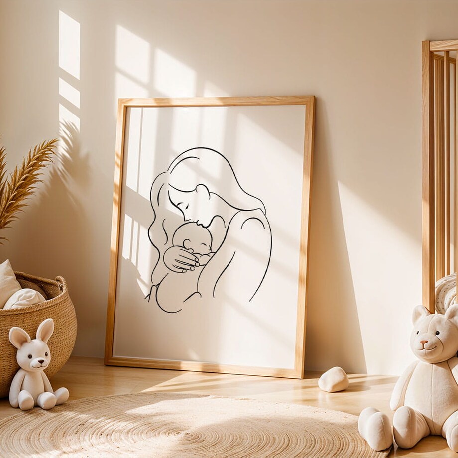 plakat line art mother with child 50x70 cm