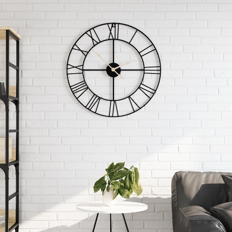 vidaXL Zegar ścienny, czarny, Ø50 cm, żelazo