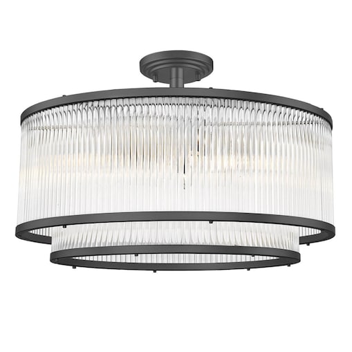 Metalowa lampa przysufitowa Sergio C0528-06H-P7AC Zumaline okrągła szkło przezroczysty czarny