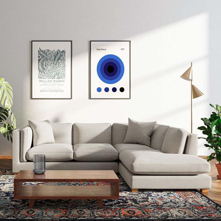 Pomo sofa narożna prawa Jasnobeżowa